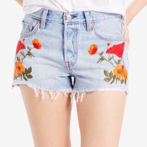 Levi's Embroidered Poppy Flowers Shorts